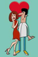 tarjeta del día de san valentín con pareja de dibujos animados en el amor vector