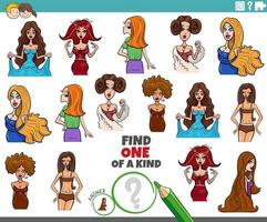 one of a kind activity with cartoon girls and women vector