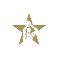 ilustración de logotipo de jugador estrella de baloncesto vector