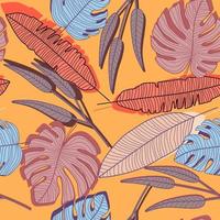 Exotic jungle plant seamless pattern. Tropical palm leaves pattern. vector