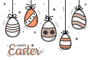 Garland of Easter eggs. Hung colorful eggs on rope. Doodle, hand drawing. Cute hand drawn Easter design, decoration. Easter card, banner, wallpaper vector