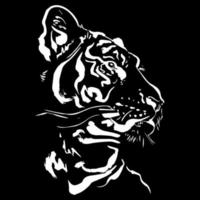 elementos de diseño de ilustraciones vectoriales de tigre. vector de tigre blanco con fondo negro.