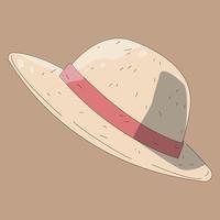 ilustración vectorial de un auténtico sombrero de paja con estilo de dibujo vector