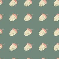 Pastel palette seamless pattern with autumn acorn shapes. Pale turquoise background. vector