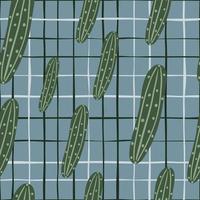 Geometric seamless pattern with cucumber on stripes background. vector
