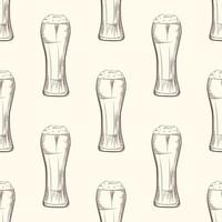 Full beer glass seamless pattern. Beer mug backdrop. vector