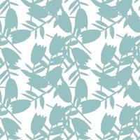 Chaotic bluebell flowers seamless pattern on white background. Abstract floral endless wallpaper. vector