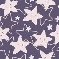 Cute smiling stars seamless pattern on pink background. Character star shapes elements wallpaper. vector