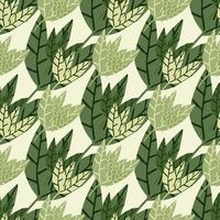 Creative foliage wallpaper in hand drawn style. Doodle jungle tropical leaves seamless pattern. vector