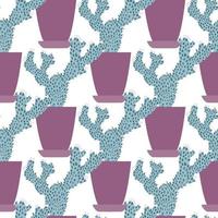 Geometric houseplant cacti wallpaper. Abstract cactus in pot seamless pattern. vector