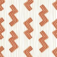 Colorful zigzag pattern in orange and red colors. White background with lilac lines. vector