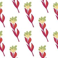 Green and pink colored decorative flowers seamless pattern. Isolated floral backdrop. Bloom print. vector