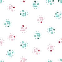 Small flowers and leaf seamless pattern isolated on white background. vector