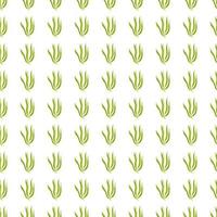 Geometric green seaweeds seamless pattern isolated on white background. vector