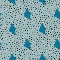 Tropic aqua seamless pattern with blue colored stingray shapes print. Blue dotted background. Simple style. vector