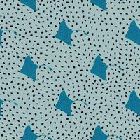 Tropic aqua seamless pattern with blue colored stingray shapes print. Blue dotted background. Simple style. vector