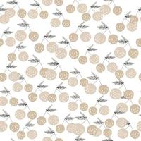 Apples and leaves seamless pattern on white background in Scandinavian style. vector