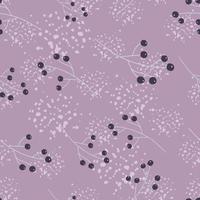 Abstract botany seamless pattern with random simple berry print. Background with splashes. Purple colors. vector