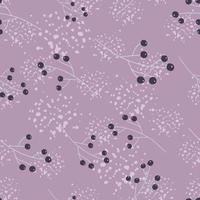Abstract botany seamless pattern with random simple berry print. Background with splashes. Purple colors. vector