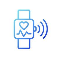 Heart rate monitoring gradient linear vector icon. Pulse control on smart watch app. Internet of Things. Thin line color symbol. Modern style pictogram. Vector isolated outline drawing