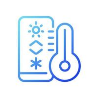 icono de vector lineal de gradiente de regulación de temperatura. Termostato para climatización. Internet de las Cosas. símbolo de color de línea delgada. pictograma de estilo moderno. dibujo de contorno aislado vectorial