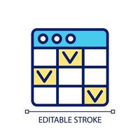 Task management software pixel perfect RGB color icon. Project monitoring on dashboard. Event deadlines. Isolated vector illustration. Simple filled line drawing. Editable stroke. Arial font used