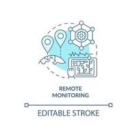 Remote monitoring turquoise concept icon. Production estimation abstract idea thin line illustration. Isolated outline drawing. Editable stroke. Roboto-Medium, Myriad Pro-Bold fonts used vector