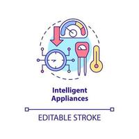 Intelligent appliances concept icon. Smart grid components abstract idea thin line illustration. Isolated outline drawing. Editable stroke. Roboto-Medium, Myriad Pro-Bold fonts used vector