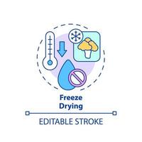 Freeze drying concept icon. Low temperature dehydration. Food technology abstract idea thin line illustration. Isolated outline drawing. Editable stroke. Arial, Myriad Pro-Bold fonts used vector