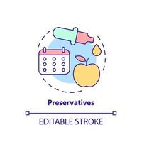 Preservatives concept icon. Prolong shelf life of product. Food additives abstract idea thin line illustration. Isolated outline drawing. Editable stroke. Arial, Myriad Pro-Bold fonts used vector