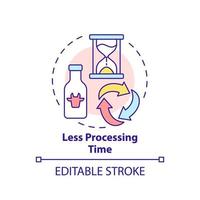 Less processing time concept icon. Reduce process time. Advantages of UHT milk abstract idea thin line illustration. Isolated outline drawing. Editable stroke. Arial, Myriad Pro-Bold fonts used vector