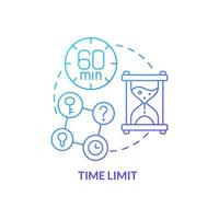 Time limit blue gradient concept icon. Escape room characteristic abstract idea thin line illustration. Motivating factor. Sixty minute deadline. Isolated outline drawing. Myriad Pro-Bold font used vector