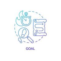 Goal blue gradient concept icon. Escape room objective determination abstract idea thin line illustration. Solving puzzles and investigation. Isolated outline drawing. Myriad Pro-Bold font used vector