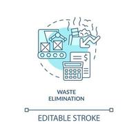 Waste elimination turquoise concept icon. Resource allocation. Centrally planned ES abstract idea thin line illustration. Isolated outline drawing. Editable stroke. Arial, Myriad Pro-Bold fonts used vector