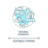 Natural economy turquoise concept icon. Domestic products exchange. Economy models abstract idea thin line illustration. Isolated outline drawing. Editable stroke. Arial, Myriad Pro-Bold fonts used vector