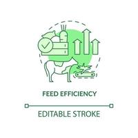 Feed efficiency green concept icon. Livestock greenhouse gases reduction abstract idea thin line illustration. Isolated outline drawing. Editable stroke. Roboto-Medium, Myriad Pro-Bold fonts used vector