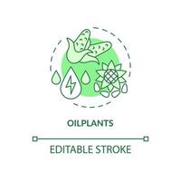 Oilplants green concept icon. Reducing reliance on fossil fuels abstract idea thin line illustration. Isolated outline drawing. Editable stroke. Roboto-Medium, Myriad Pro-Bold fonts used vector