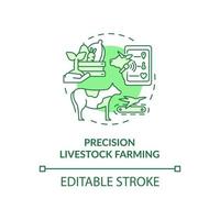 Precision livestock farming green concept icon. Improving animal wellbeing abstract idea thin line illustration. Isolated outline drawing. Editable stroke. Roboto-Medium, Myriad Pro-Bold fonts used vector