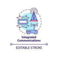 Integrated communications concept icon. Smart grid components abstract idea thin line illustration. Isolated outline drawing. Editable stroke. Roboto-Medium, Myriad Pro-Bold fonts used vector