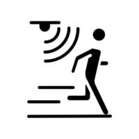 Motion detection black glyph icon. Movement monitoring alarm. Alert from crossing. Smart appliance tech. Silhouette symbol on white space. Solid pictogram. Vector isolated illustration