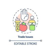 Trade issues concept icon. Consumers avoid gm products. Disadvantages of gmo abstract idea thin line illustration. Isolated outline drawing. Editable stroke. Arial, Myriad Pro-Bold fonts used vector