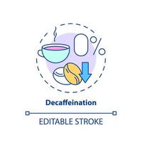 Decaffeination concept icon. Zero caffeine beverage. Food technology abstract idea thin line illustration. Isolated outline drawing. Editable stroke. Arial, Myriad Pro-Bold fonts used vector