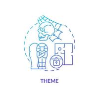 Theme blue gradient concept icon. Escape room component abstract idea thin line illustration. Themed environments. Providing immersive experience. Isolated outline drawing. Myriad Pro-Bold font used vector