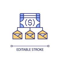 Envelope budgeting method RGB color icon. Financial management system. Cash allotment. Fiscal project. Isolated vector illustration. Simple filled line drawing. Editable stroke. Arial font used