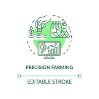 Precision farming green concept icon. Smart agriculture abstract idea thin line illustration. Soil testing. Isolated outline drawing. Editable stroke. Roboto-Medium, Myriad Pro-Bold fonts used vector