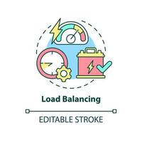 Load balancing concept icon. Control power consumption. Smart grid setting abstract idea thin line illustration. Isolated outline drawing. Editable stroke. Roboto-Medium, Myriad Pro-Bold fonts used vector