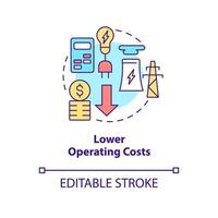 Lower operating costs concept icon. Smart grid benefits for customers abstract idea thin line illustration. Isolated outline drawing. Editable stroke. Roboto-Medium, Myriad Pro-Bold fonts used vector