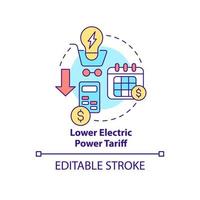 Lower electric power tariff concept icon. Profit of smart grids integration abstract idea thin line illustration. Isolated outline drawing. Editable stroke. Roboto-Medium, Myriad Pro-Bold fonts used vector