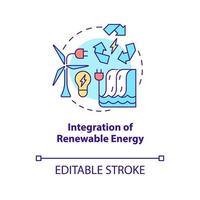 Integration of renewable energy concept icon. Smart grid system abstract idea thin line illustration. Isolated outline drawing. Editable stroke. Roboto-Medium, Myriad Pro-Bold fonts used vector