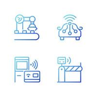 Wireless technologies gradient linear vector icons set. Remote device control. Internet of Things. Thin line contour symbol designs bundle. Isolated outline illustrations collection